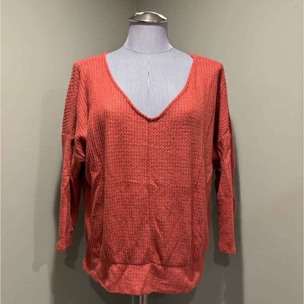 NWT Green Envelope Ladies Top.  Reddish Brown Color.  Longsleeve , Size Large